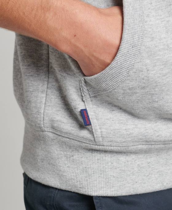 Superdry hanorac de baseball cu logo vintage din bumbac organic îmbrăcăminte gri deschis bărbați JX0Z548