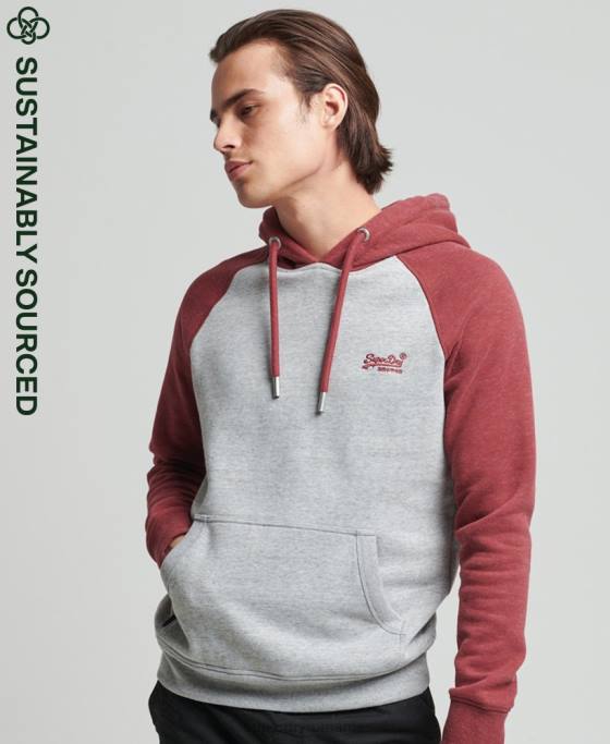 Superdry hanorac de baseball cu logo vintage din bumbac organic îmbrăcăminte gri deschis bărbați JX0Z746