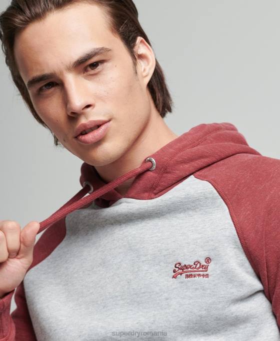 Superdry hanorac de baseball cu logo vintage din bumbac organic îmbrăcăminte gri deschis bărbați JX0Z746