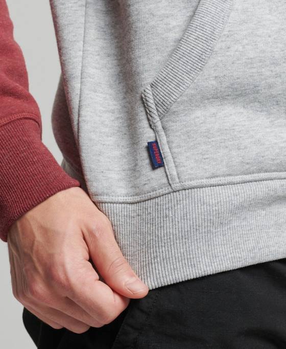 Superdry hanorac de baseball cu logo vintage din bumbac organic îmbrăcăminte gri deschis bărbați JX0Z746