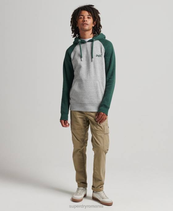 Superdry hanorac de baseball cu logo vintage din bumbac organic îmbrăcăminte verde bărbați JX0Z547