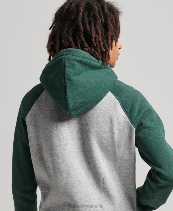 Superdry hanorac de baseball cu logo vintage din bumbac organic îmbrăcăminte verde bărbați JX0Z547