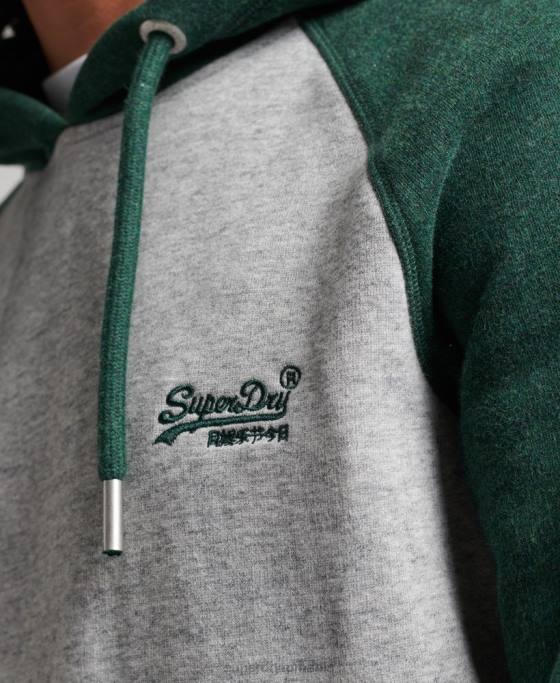 Superdry hanorac de baseball cu logo vintage din bumbac organic îmbrăcăminte verde bărbați JX0Z547
