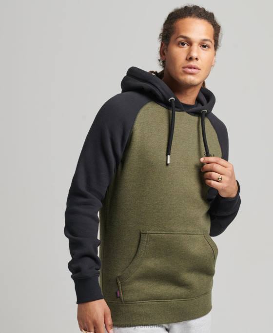 Superdry hanorac de baseball cu logo vintage din bumbac organic îmbrăcăminte verde bărbați JX0Z696