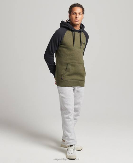 Superdry hanorac de baseball cu logo vintage din bumbac organic îmbrăcăminte verde bărbați JX0Z696