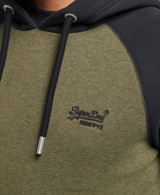 Superdry hanorac de baseball cu logo vintage din bumbac organic îmbrăcăminte verde bărbați JX0Z696