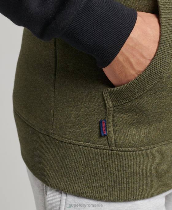 Superdry hanorac de baseball cu logo vintage din bumbac organic îmbrăcăminte verde bărbați JX0Z696