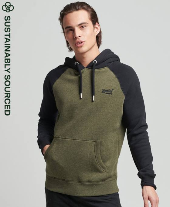 Superdry hanorac de baseball cu logo vintage din bumbac organic îmbrăcăminte verde bărbați JX0Z745