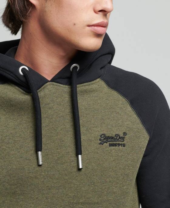Superdry hanorac de baseball cu logo vintage din bumbac organic îmbrăcăminte verde bărbați JX0Z745