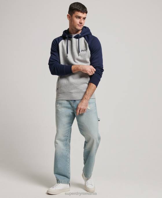 Superdry hanorac de baseball cu logo vintage îmbrăcăminte gri bărbați JX0Z689