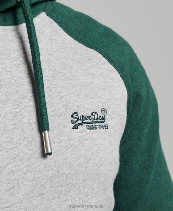 Superdry hanorac de baseball cu logo vintage îmbrăcăminte verde bărbați JX0Z576