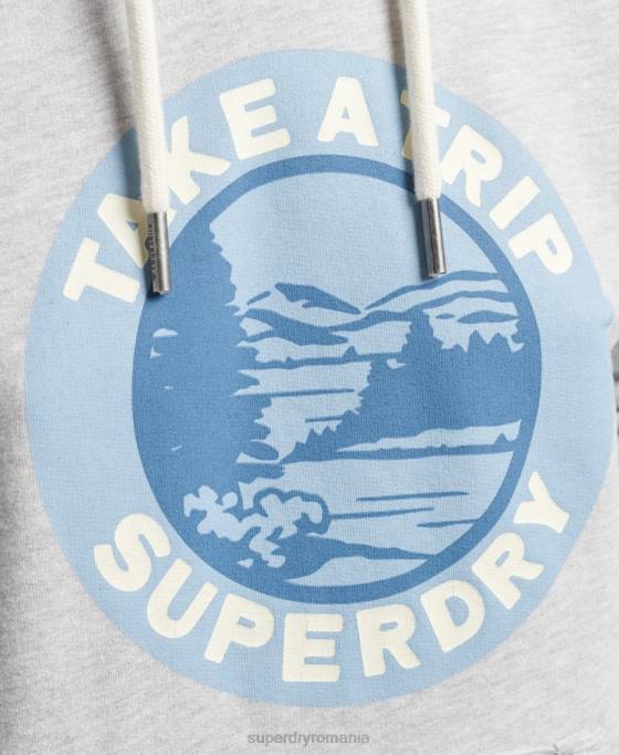 Superdry hanorac de călătorie îmbrăcăminte gri deschis femei JX0Z3291