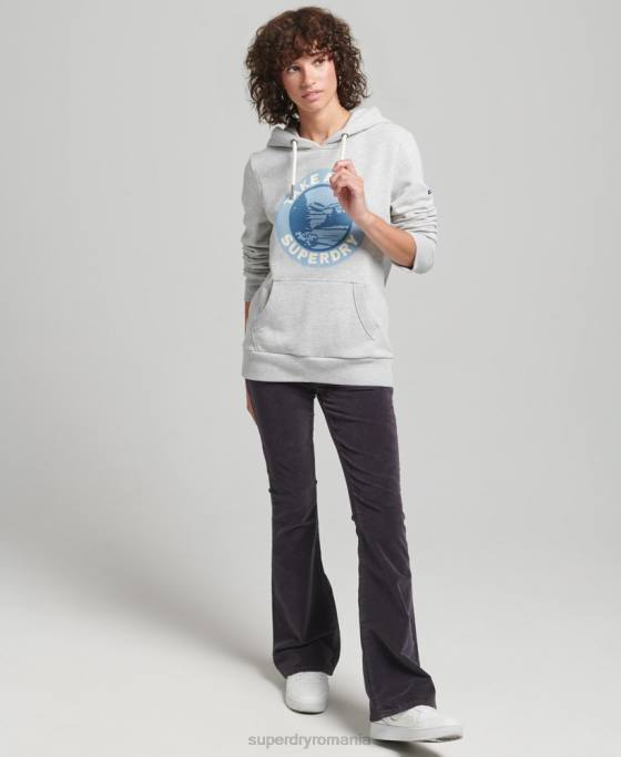 Superdry hanorac de călătorie îmbrăcăminte gri deschis femei JX0Z3291