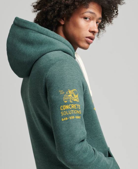 Superdry hanorac de epocă atletic city script îmbrăcăminte verde bărbați JX0Z824