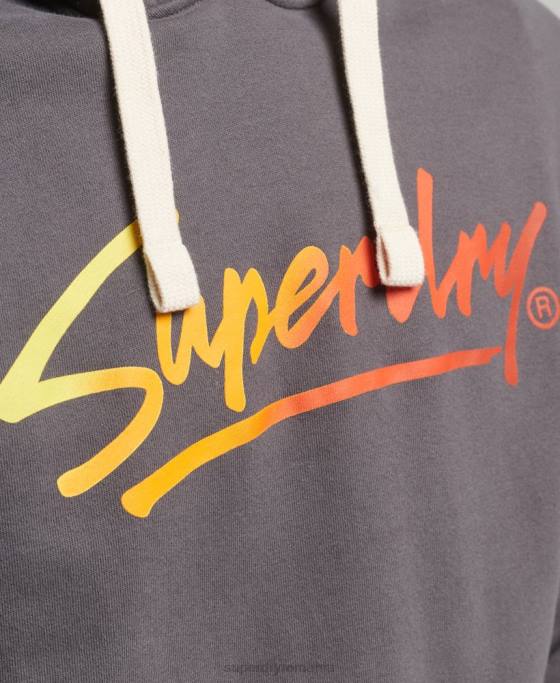 Superdry hanorac de epocă fără periaj cu scriere în centrul orașului îmbrăcăminte gri inchis bărbați JX0Z817