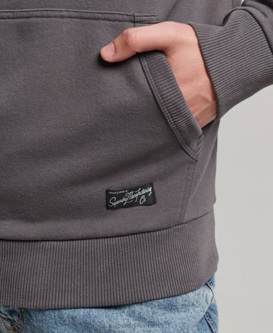 Superdry hanorac de epocă fără periaj cu scriere în centrul orașului îmbrăcăminte gri inchis bărbați JX0Z817