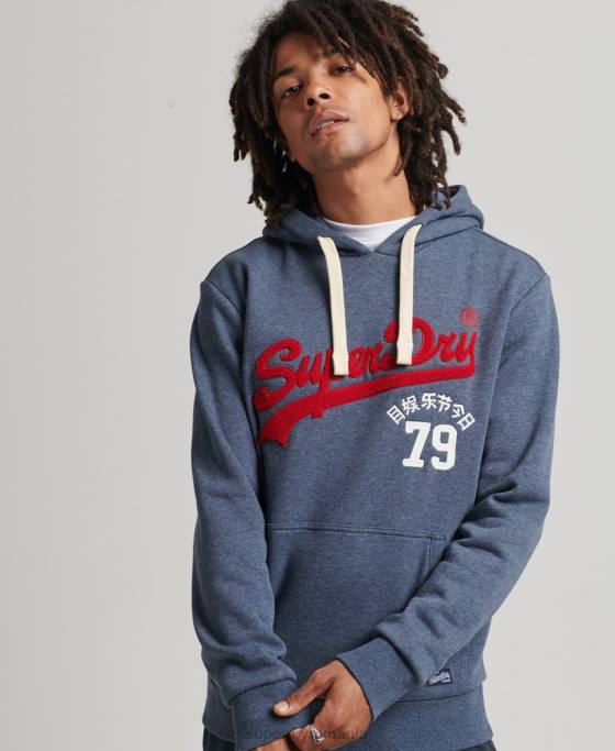 Superdry hanorac de interes cu logo vintage îmbrăcăminte marina bărbați JX0Z5023