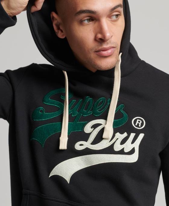 Superdry hanorac de interes cu logo vintage îmbrăcăminte negru bărbați JX0Z5145