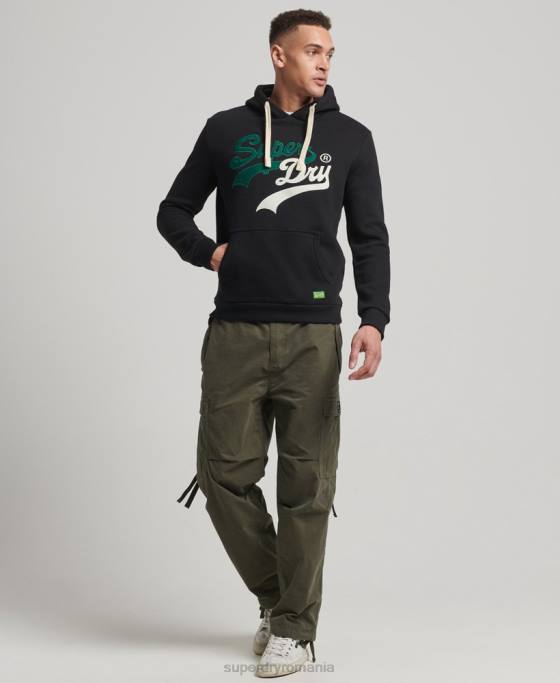 Superdry hanorac de interes cu logo vintage îmbrăcăminte negru bărbați JX0Z5145