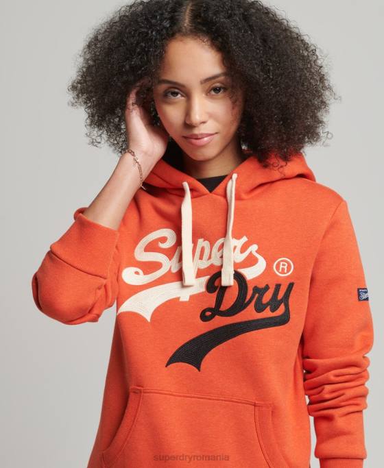 Superdry hanorac de interes cu logo vintage îmbrăcăminte portocale femei JX0Z3502