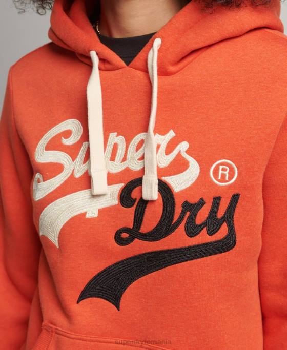 Superdry hanorac de interes cu logo vintage îmbrăcăminte portocale femei JX0Z3502