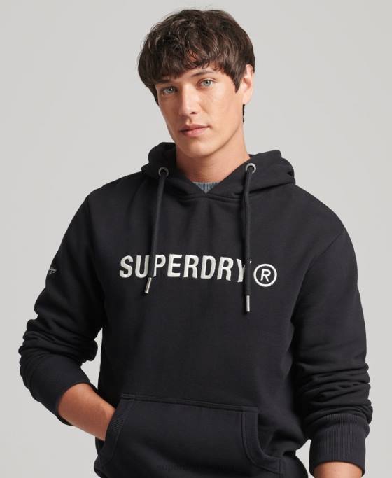 Superdry hanorac de lucru cu logo corporație vintage îmbrăcăminte negru bărbați JX0Z5169