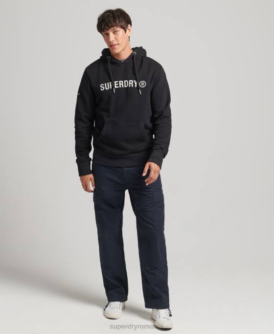 Superdry hanorac de lucru cu logo corporație vintage îmbrăcăminte negru bărbați JX0Z5169