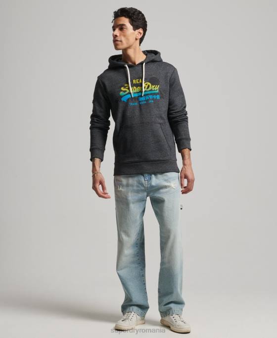 Superdry hanorac de munte cu logo vintage îmbrăcăminte negru bărbați JX0Z728