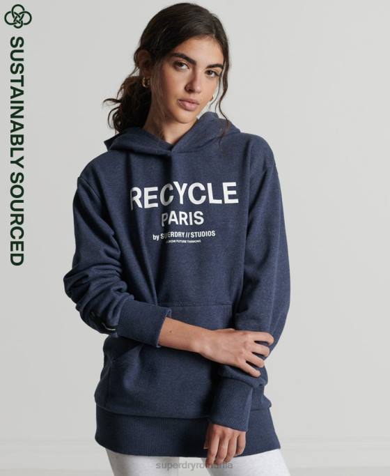 Superdry hanorac de oraș reciclat îmbrăcăminte albastru femei JX0Z5906