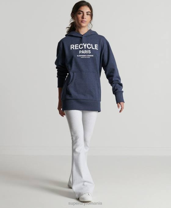 Superdry hanorac de oraș reciclat îmbrăcăminte albastru femei JX0Z5906