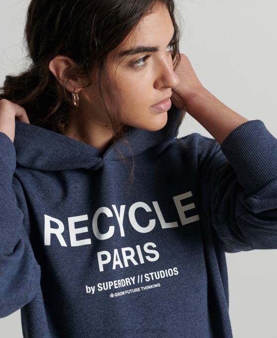 Superdry hanorac de oraș reciclat îmbrăcăminte albastru femei JX0Z5906
