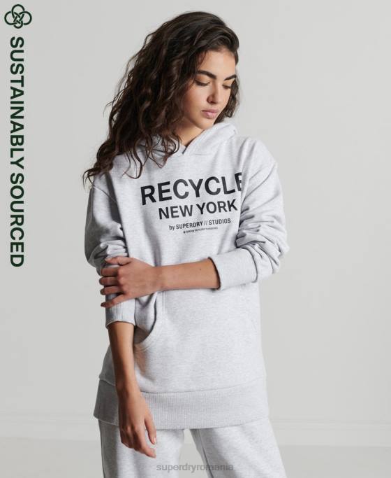 Superdry hanorac de oraș reciclat îmbrăcăminte gri deschis femei JX0Z5835