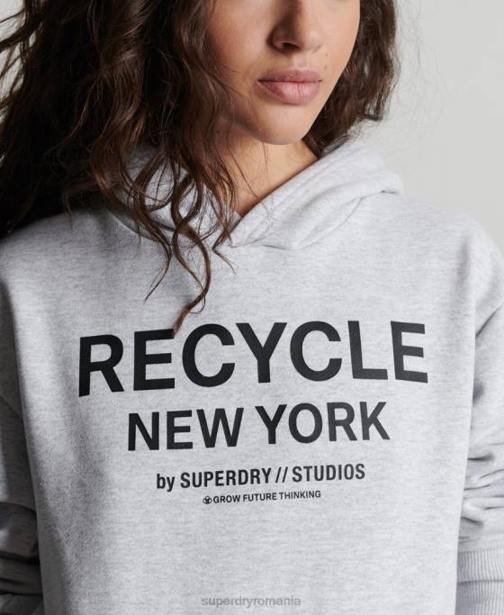 Superdry hanorac de oraș reciclat îmbrăcăminte gri deschis femei JX0Z5835