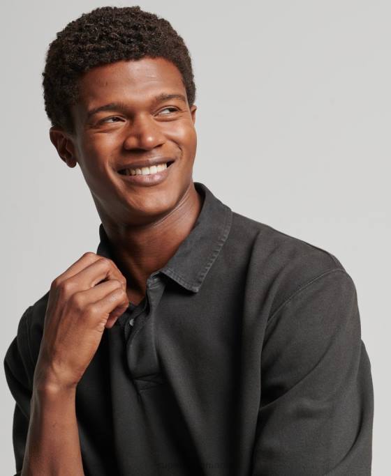 Superdry hanorac de rugby supravopsit îmbrăcăminte gri inchis bărbați JX0Z816