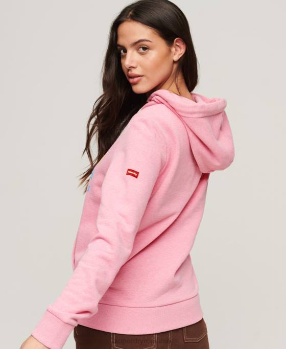 Superdry hanorac decolorat premium cu logo vintage îmbrăcăminte roz femei JX0Z3326