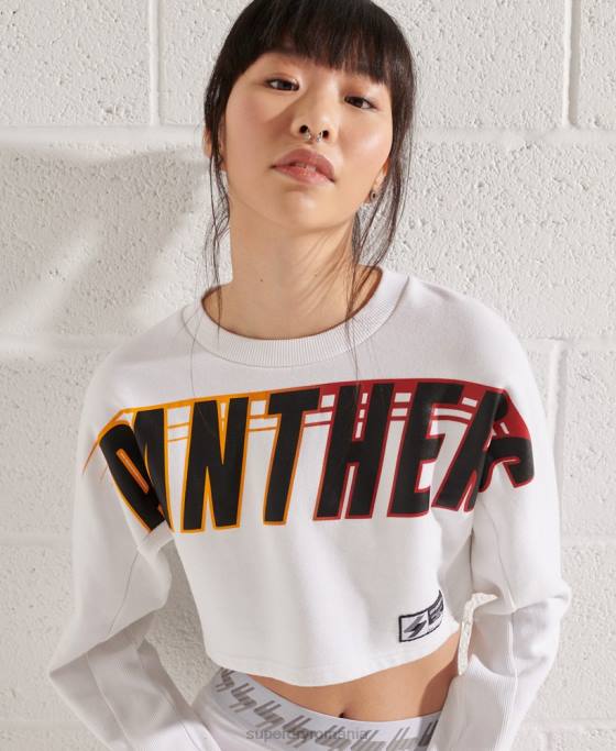Superdry hanorac decupat franciza batwing crew îmbrăcăminte alb femei JX0Z3488