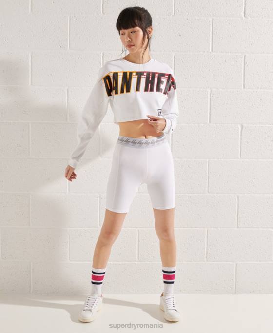 Superdry hanorac decupat franciza batwing crew îmbrăcăminte alb femei JX0Z3488