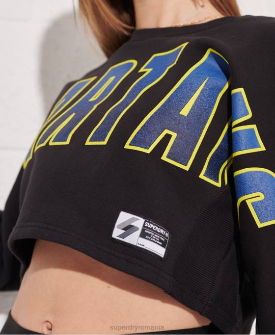 Superdry hanorac decupat franciza batwing crew îmbrăcăminte negru femei JX0Z3448