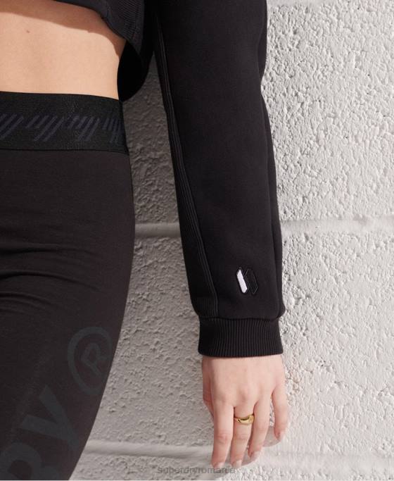 Superdry hanorac decupat franciza batwing crew îmbrăcăminte negru femei JX0Z3448