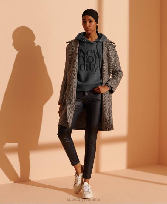 Superdry hanorac decupat nyc times îmbrăcăminte gri femei JX0Z6136