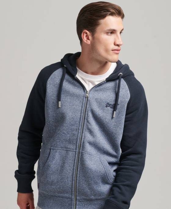 Superdry hanorac din bumbac organic cu logo esențial baseball cu fermoar îmbrăcăminte albastru bărbați JX0Z503