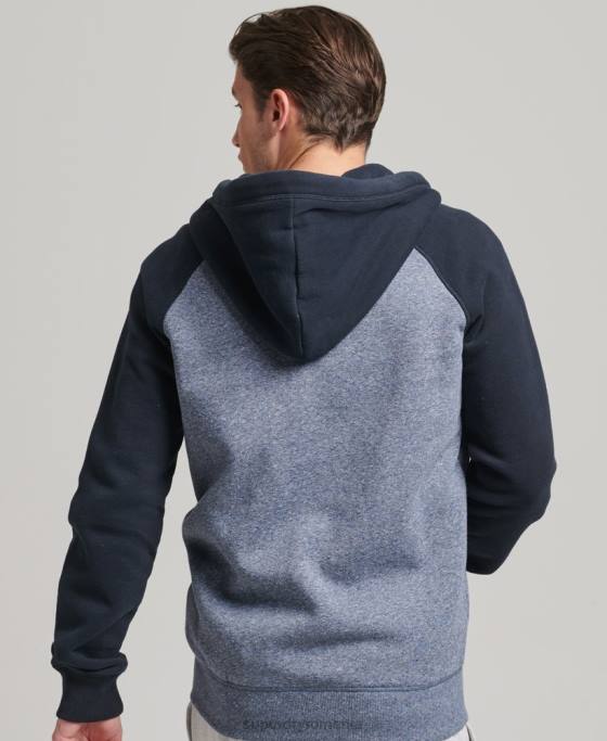 Superdry hanorac din bumbac organic cu logo esențial baseball cu fermoar îmbrăcăminte albastru bărbați JX0Z503