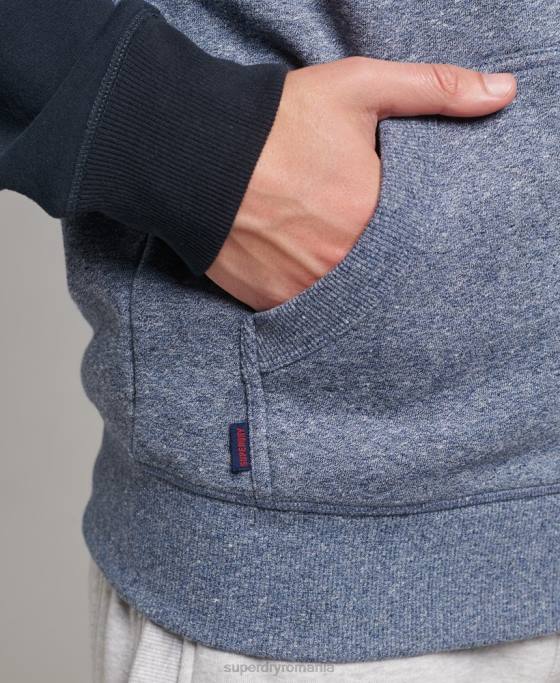Superdry hanorac din bumbac organic cu logo esențial baseball cu fermoar îmbrăcăminte albastru bărbați JX0Z503