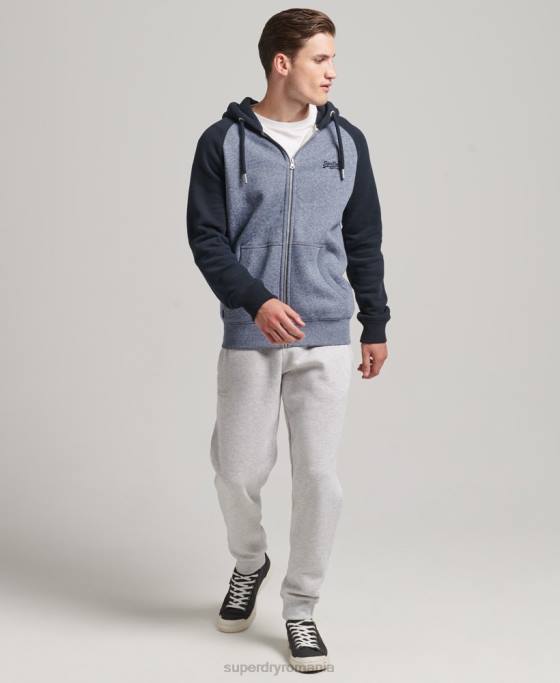 Superdry hanorac din bumbac organic cu logo esențial baseball cu fermoar îmbrăcăminte albastru bărbați JX0Z503