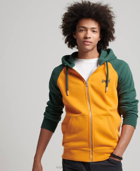 Superdry hanorac din bumbac organic cu logo esențial baseball cu fermoar îmbrăcăminte aur bărbați JX0Z803