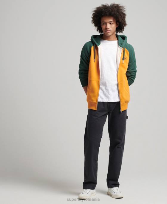 Superdry hanorac din bumbac organic cu logo esențial baseball cu fermoar îmbrăcăminte aur bărbați JX0Z803