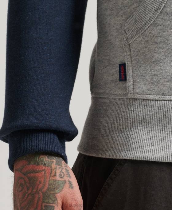 Superdry hanorac din bumbac organic cu logo esențial baseball cu fermoar îmbrăcăminte gri bărbați JX0Z572