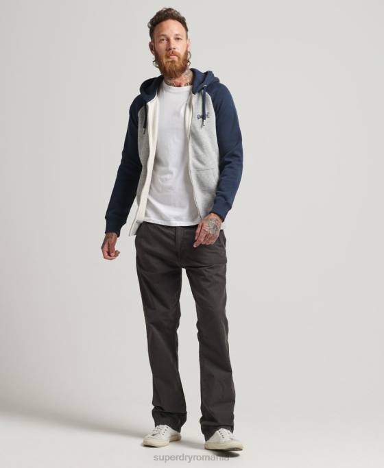 Superdry hanorac din bumbac organic cu logo esențial baseball cu fermoar îmbrăcăminte gri bărbați JX0Z572