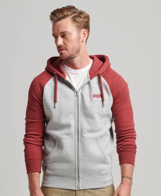Superdry hanorac din bumbac organic cu logo esențial baseball cu fermoar îmbrăcăminte gri deschis bărbați JX0Z498