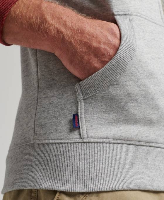 Superdry hanorac din bumbac organic cu logo esențial baseball cu fermoar îmbrăcăminte gri deschis bărbați JX0Z498